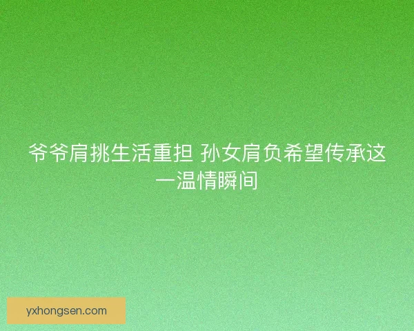 爷爷肩挑生活重担 孙女肩负希望传承这一温情瞬间