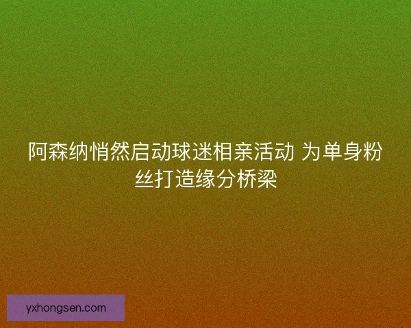 阿森纳悄然启动球迷相亲活动 为单身粉丝打造缘分桥梁