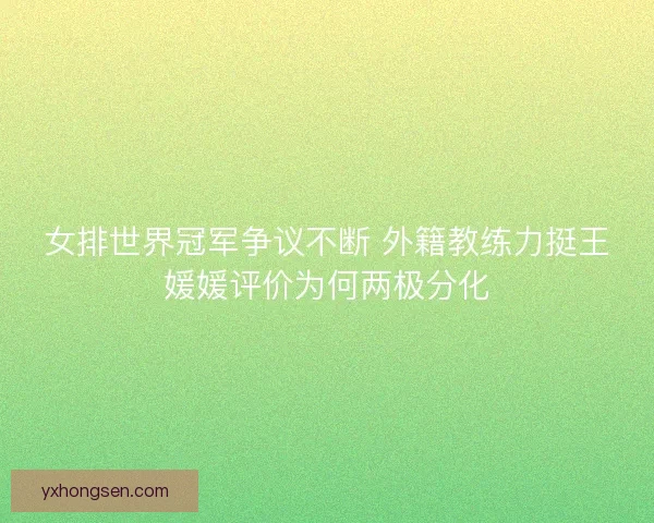 女排世界冠军争议不断 外籍教练力挺王媛媛评价为何两极分化